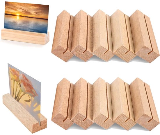 10 houten kaarthouders, stevige en duurzame tafelkaarthouders, menukaarthouders,...