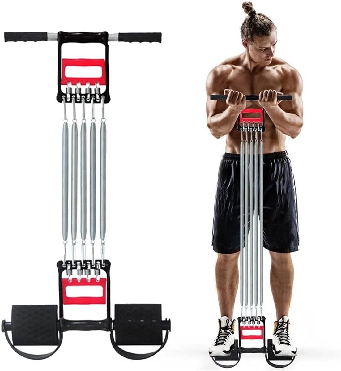 Multifunctionele 3-in-1 Fitness Trainer: Buikspiertrainer, Handtrainer en Expander met 5 Weerstanden
