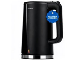 Aigostar Waterkoker - Dubbelwandig - 1,7 Liter - Retro - 2200W RVS - Zwart Aubrey