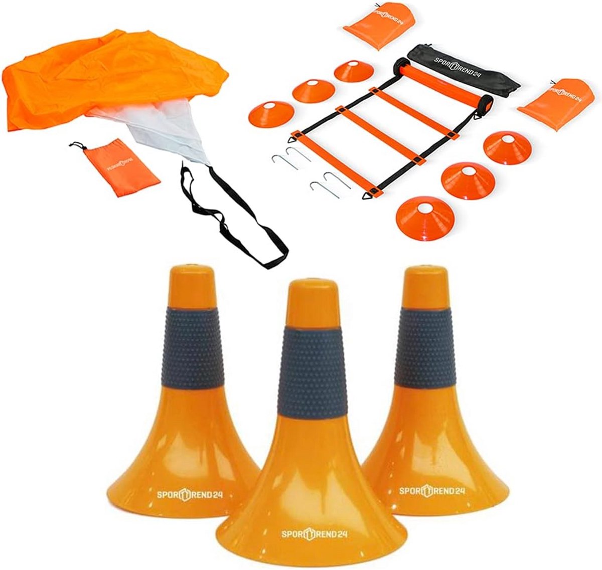 Trainingsset voor Agility en Snelheid: Coördinatieladder, Sprintparachute en Markeerhoedjes