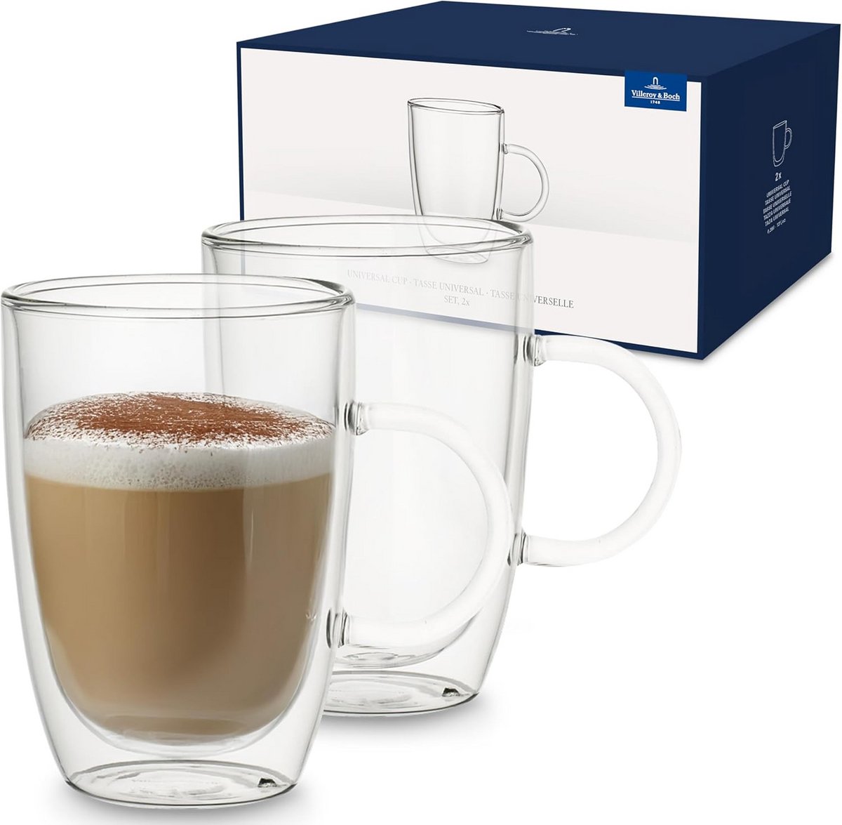 Set van 2 Latte Macchiato Glazen Dubbelwandig Borosilicaatglas Hittebestendig