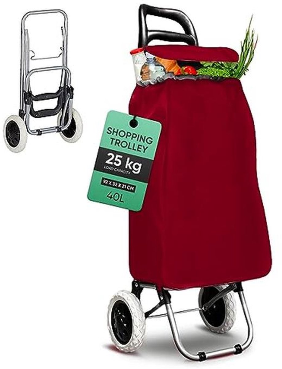 Efficiënte Boodschappentrolley met 40 Liter Inhoud en Inklapbaar Ontwerp - Ideaal voor Winkelen