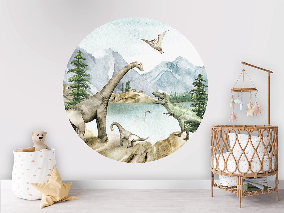 Muursticker Dino Dreams Kikki Belle-kinderkamer-eyecatcher-dino-wanddecoratie-kinderkameraccessoires-100cm