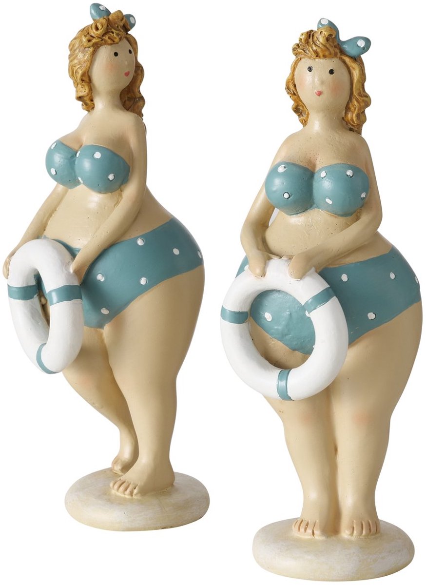 Boltze Figuur “Cassandra” – Strandvrouw – 1 stuk - willekeurig geleverd – 15 cm – Polyresin Blauw
