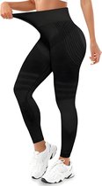 Leggings anti-cellulite - leggings de sport pour femmes - leggings de compression longs push-up pour les fesses, taille haute, opaques - pantalon de sport yoga pilates - 1 pièce (L Zwart)