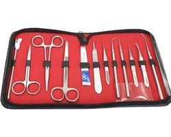 MEDLUXY® - Dissectie SET - 11 instrumenten + etui - Prepareer Set - ontleden, dissectie taxidermie - instrumentenset en snijset Geneeskunde