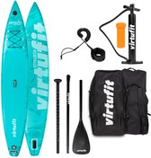 Virtufit Supboard Racer 381 - Turquoise SUP board - Supboard Opblaasbaar - Stand Up Paddle Board - Inclusief accessoires en draagtas - Extra grip - Verstelbare peddel - GoPro Mount - Tot 180 kg