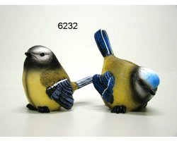 Geharo Beeldje koolmees of pimpelmees - 6 cm - polystone - assorti