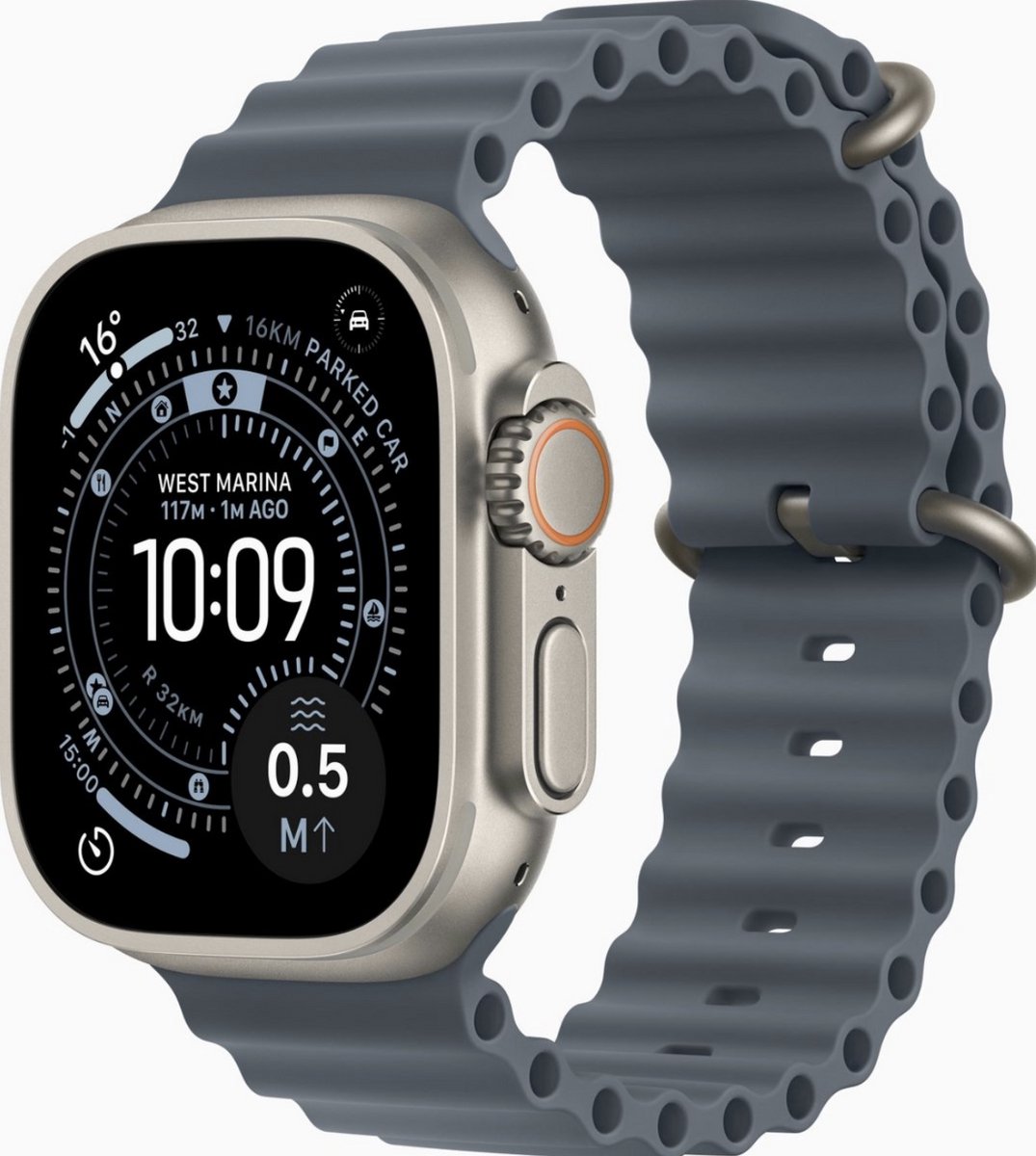 Apple Watch Ultra 3 gps + Cellular - 49mm natural Titanium Case - Anchor Blue Ocean Band Smartwatch Natural