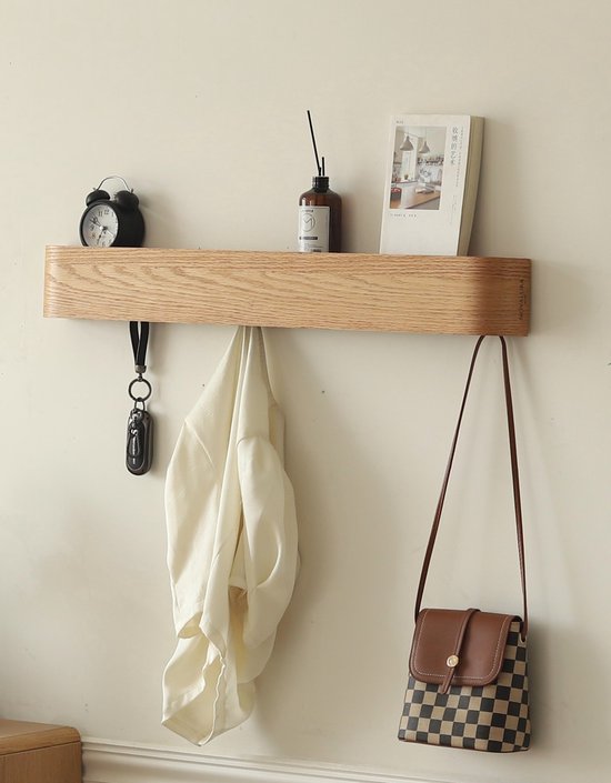 Novalura Kapstok Eiken bruin 8 haken - kapstokken - wand kapstok 8haaks - hout - minimalistisch