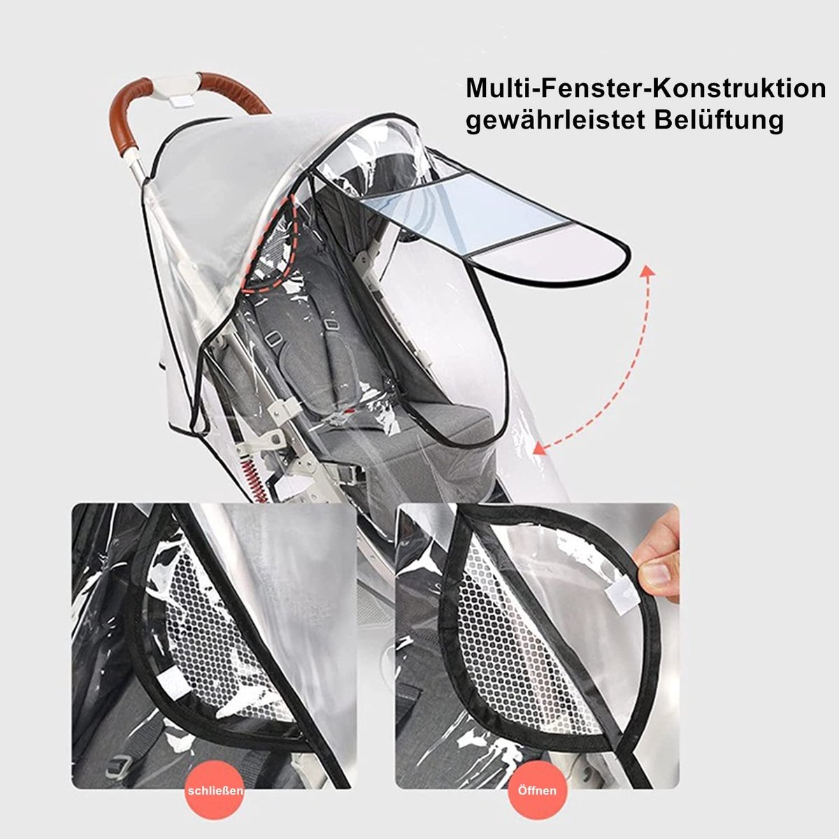Regenhoes voor buggy - Regenhoes Kinderwagen - BPA vrij - Universele Regenhoes Kinderwagen met Kijkvenster - Regenhoes Kinderwagen Universeel - Buggy Hoes - Kinderwagenaccessoire - Buggy Regenhoes - Wandelwagen - Transparant - EVA Regenhoes – foto 2