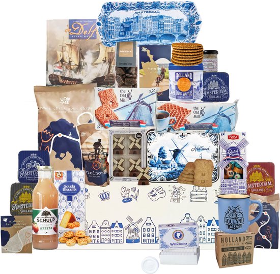 Coffret de Noël - Coffret cadeau - Coffret Holland 4 - Coffret cadeau avec diverses spécialités et cadeaux hollandais