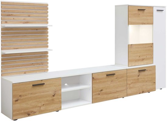 Bartafel Aravis 115x50 met opbergruimte - wit/zwart - Modern, Design Temahome