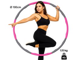 Fitness Hoelahoep - Hula Hoop - Waist Trainer - Ø100 cm – Sport Hoepel voor Afvallen & Buikspieren – Hoela Hoep voor Thuis Workout & Training - 1,15 KG - Paars/Grijs
