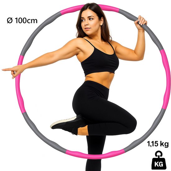 Tunturi Hoelahoep l Hoelahoop met gewicht l Gewicht 1,3 kg | Taille omtrek verstelbaar van