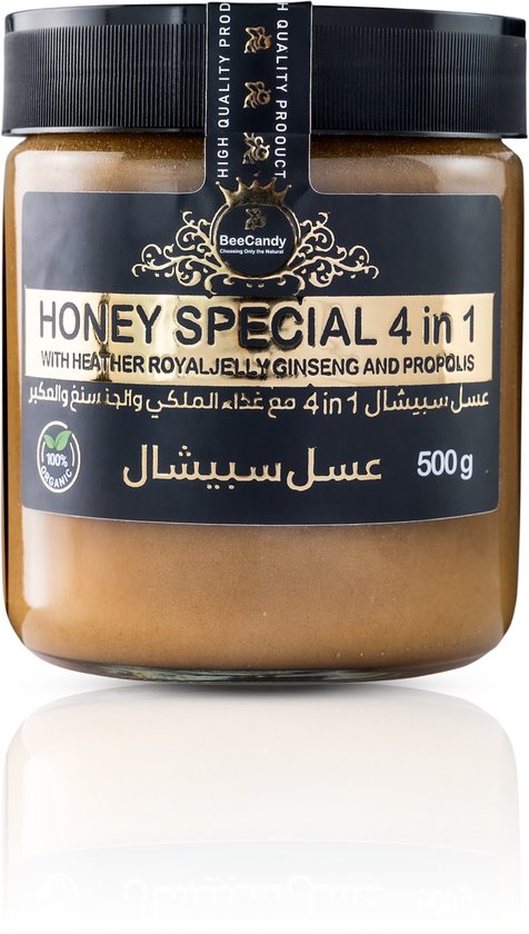 Honing Speciaal 4 in 1 500g – met koninginnengelei, ginseng, propolis en royalheide