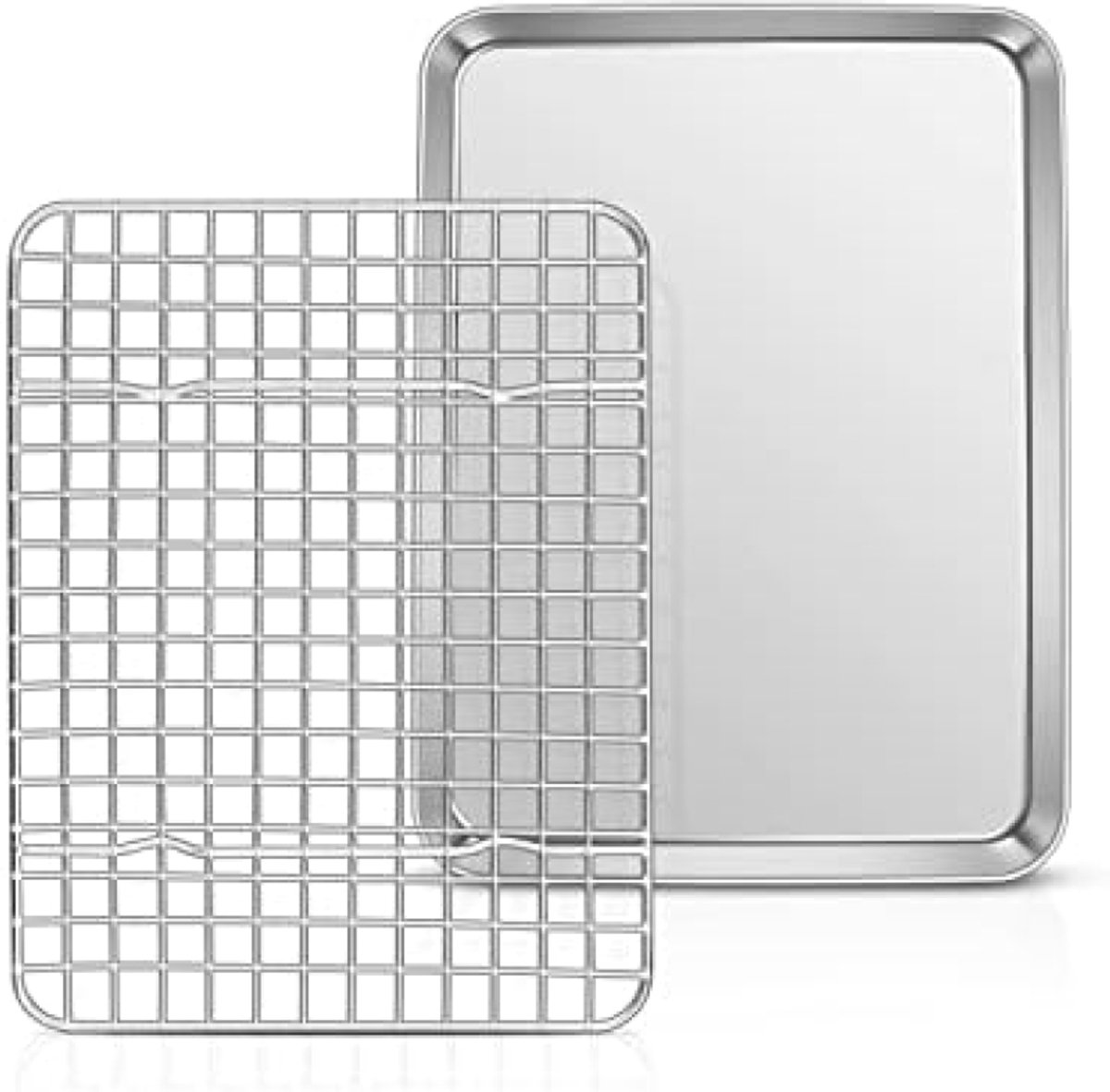 PromoHome Ovenschaal met Koelrooster Set van 2 - Duurzaam RVS Bakgerei