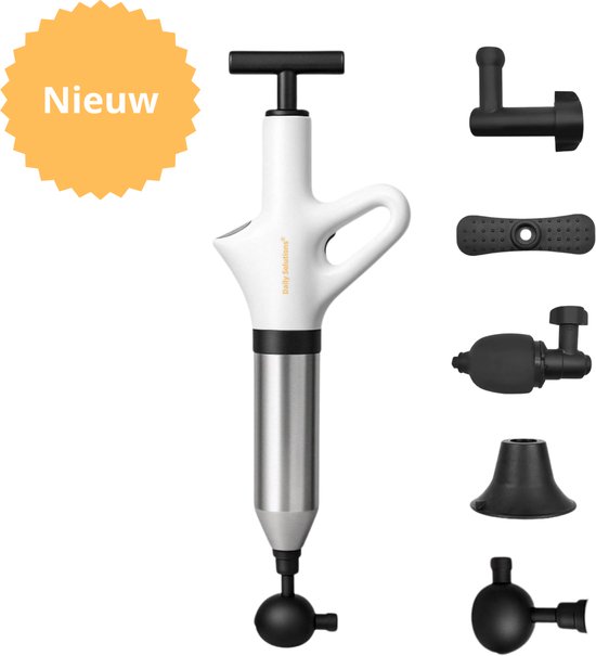 Daily Solutions® Gootsteenontstopper & WC Ontstopper – Toilet Ontstopper met Luchtdruk & Opzetstukken – Duurzaam & Herbruikbaar