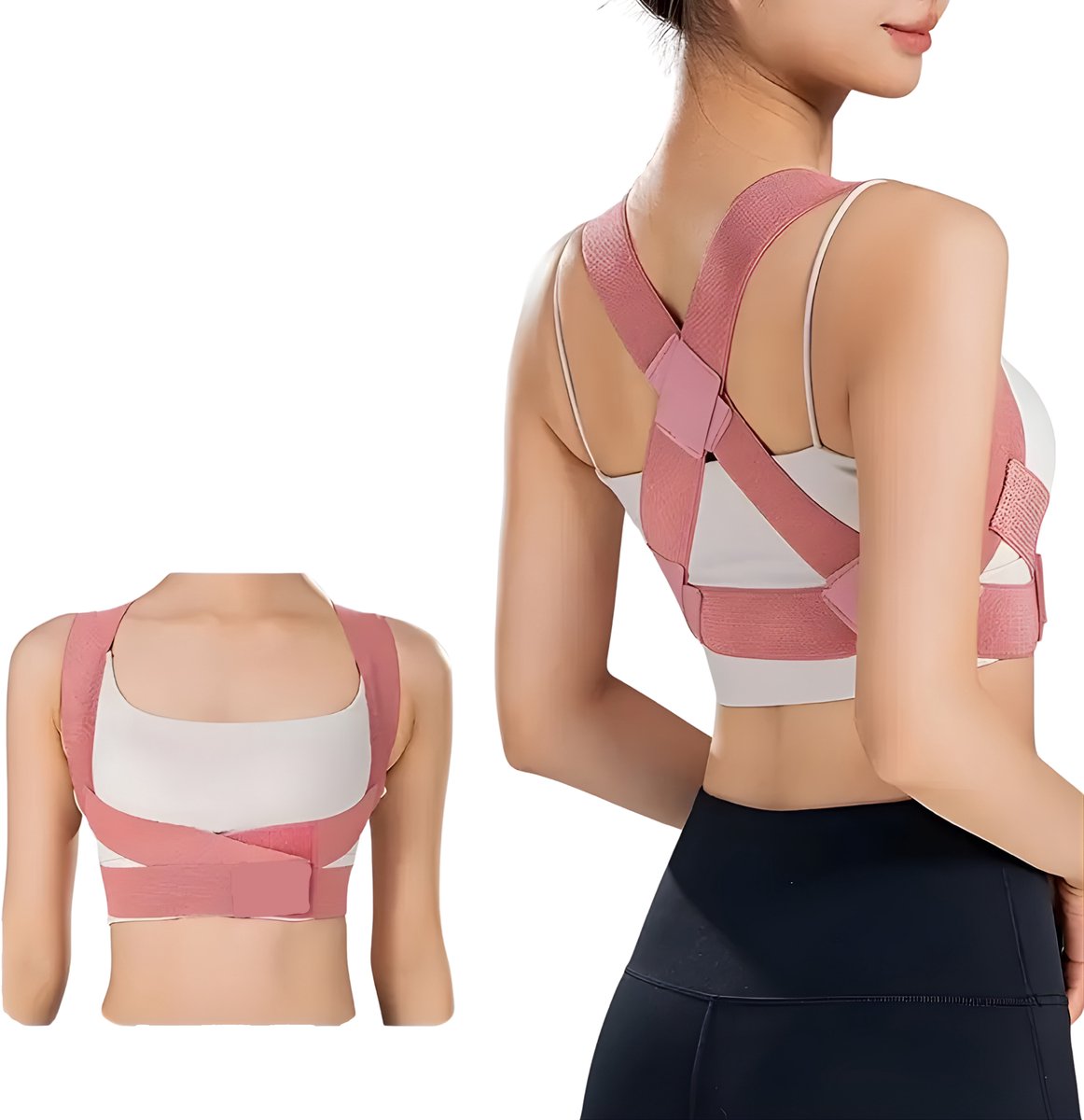 Rugbrace & Houding Corrector - Maat L - Roze - Verstelbare Rugsteun voor Onderrug, Rug & Schouders - Comfortabele Rug band voor Dames - Ergonomisch Ontwerp - Ondersteunt een Prettige Zit en Sta houding - Ideaal voor Werk en Sport