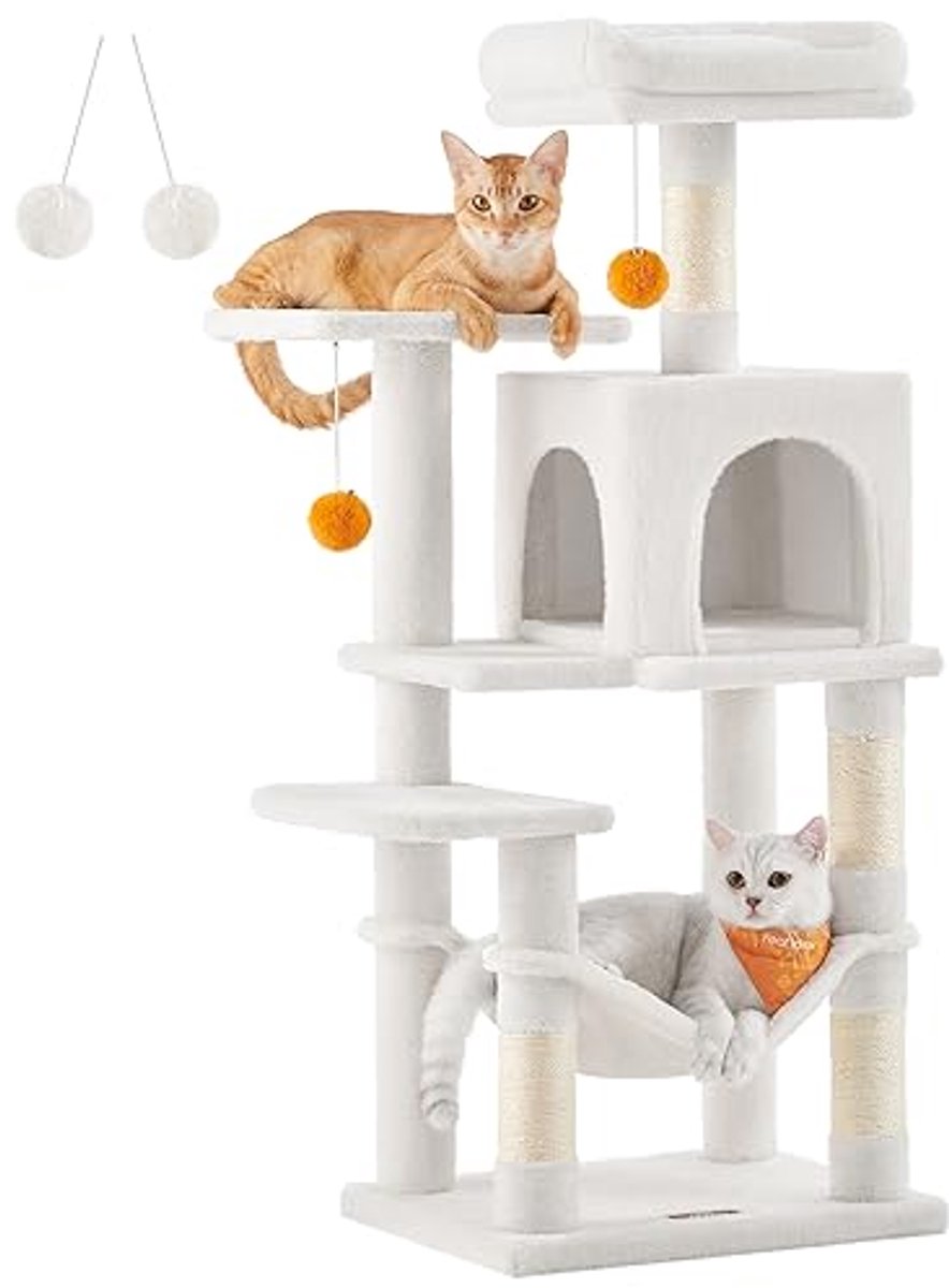 Cat Scratching Post with Play Tower and Multiple Levels - 112 cm Height