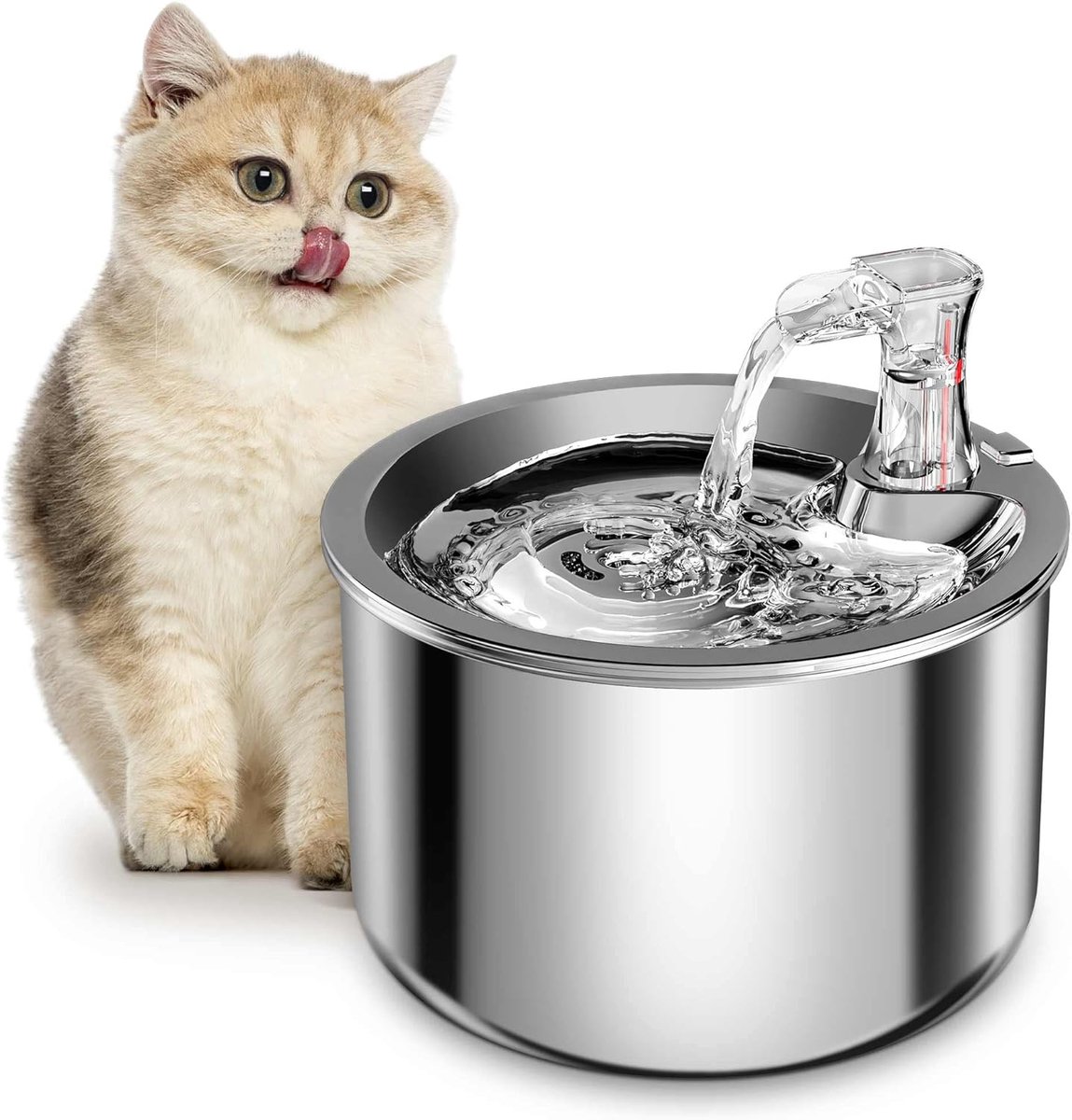 JeiibrZui Kattenfontein - Waterfontein - Grote Capaciteit & Filtersysteem - 1 Stuks - Voor Katten En Honden Zilver