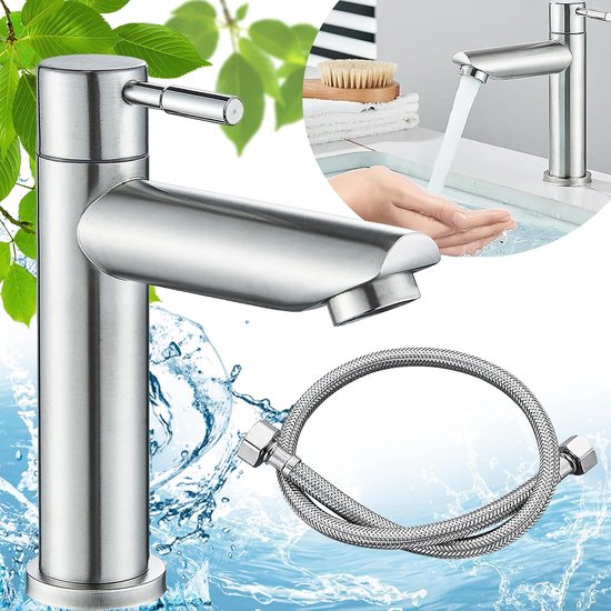 Koudwaterkraan Enkele Hendel | Wastafelkraan & Keukenkraan Zilver | Met