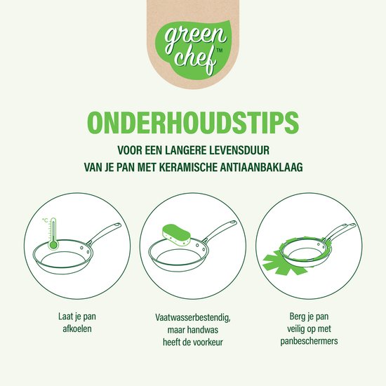 GreenChef Diamond wokpan 28cm - zwart - inductie - PFAS-vrij