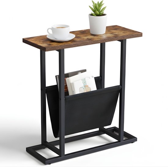 Table d'appoint - Table - Porte-revues - Design industriel - 49 x 19 x 55cm
