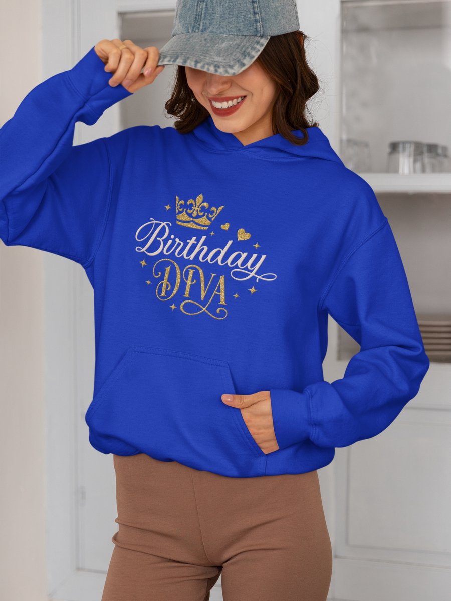Birthday Diva - Verjaardag Hoodie Blauw - Grappig Hoodie - Maat M - Verjaardag Cadeau Vrouwen - Limited Edition