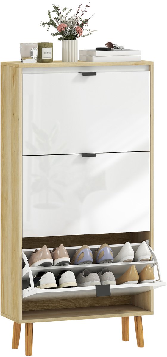 Homcom Klapbare schoenenkast-MDF-60x24x127cm-Wit
