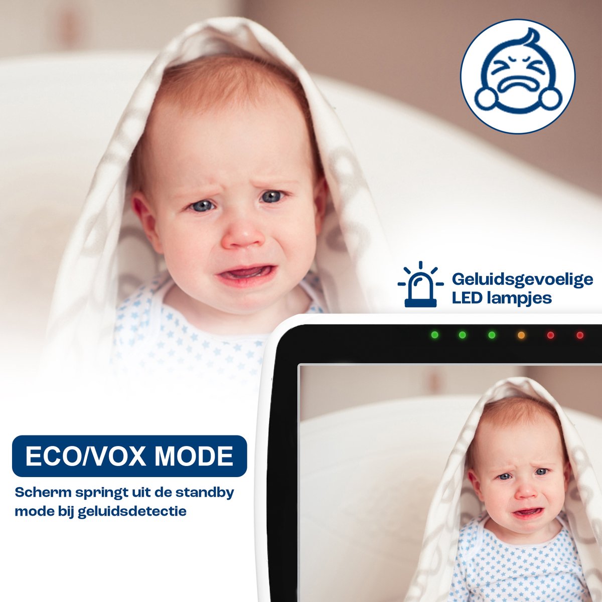 Miya M50 Babyfoon met 2 camera's - Babyfoon met camera - Op afstand bestuurbaar - Video & Audio - Baby monitor – foto 7