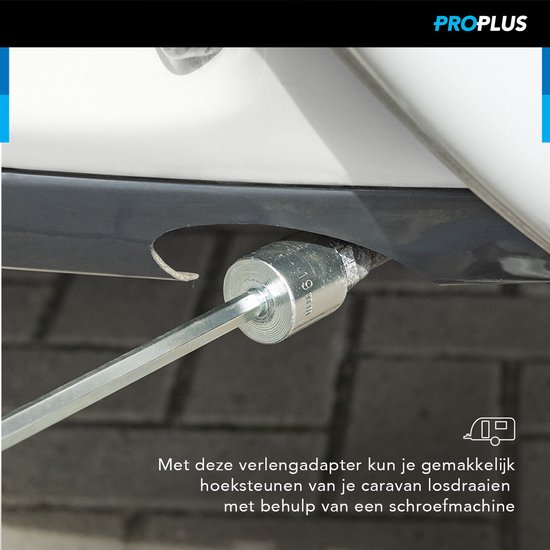 ProPlus Verlengadapter - 44 x 1.9 cm - Hoeksteun Uitdraaihulp - Pootuitdraaisteunsleutel - Geschikt voor bijna elk type caravan - Uitdraaisteun - Zilver van Merkloos — afbeelding 5