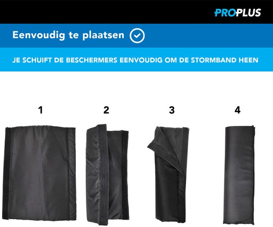 ProPlus Tentbeschermers voor stormband - universeel - klittenbandsluiting - set van 3 - zwart van ProPlus — afbeelding 2