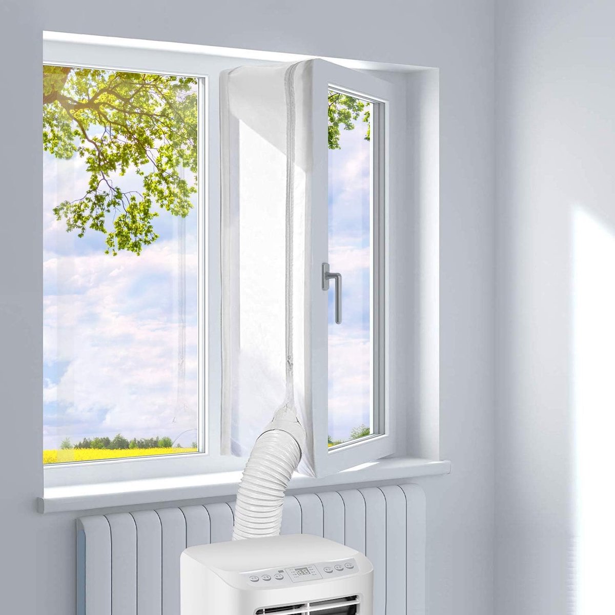 Azalia Raamafdichting voor mobiele airconditioners, airconditioning, raamafdichting, dakramen, 300 cm, wasdroger, afvoerdrogers, Hot Air Stop, voor bevestiging op universele ramen, vleugelramen (3 m)