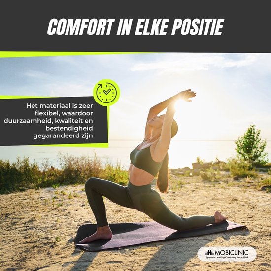 Mobiclinic EY-01 - Yogamat - Antislip - Afwasbaar - Waterdicht - Ecologisch - Met draagriem - Fitness - Sport - 183 x 61 x 0,6 cm - Flexibel - TPE van Mobiclinic — afbeelding 3