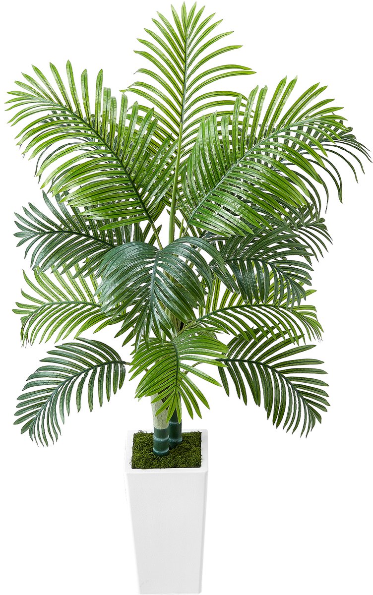 Vevor Kunstmatige Areca Palm 1,52m Kunstplant met Witte Pot Kunstpalm groen