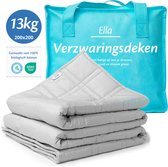 Ella Verzwaringsdeken 13 Kg - OEKO-TEX Katoen Zwaartedeken 200 x 200cm - Weighted Blanket - Verzwaarde Deken voor 2 Personen - Grijs
