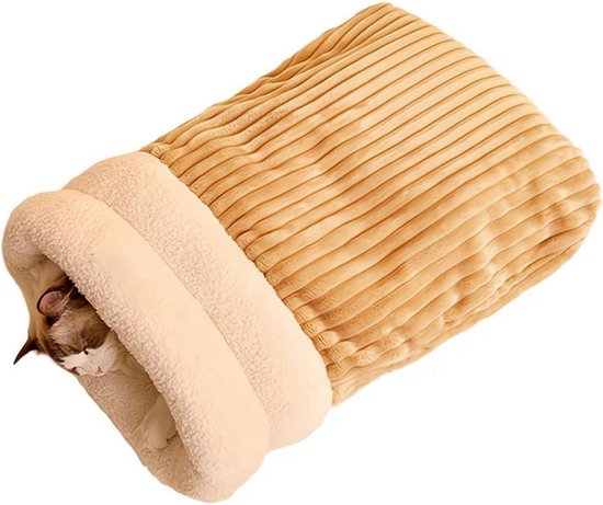 Sac De Couchage Pour Chat/chiot - Forme Grotte Douillette, Tissu épais - Tailles M (45x35 Cm) Et L (55x45 Cm) - Lavable En Machine