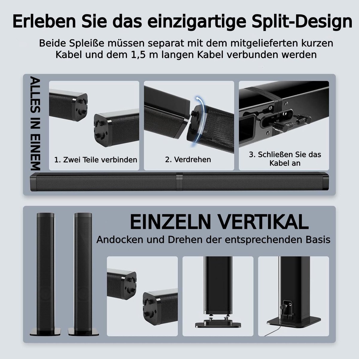 IBETTERTEC 2-in-1 Soundbar met Bluetooth Verbinding - afbeelding 2