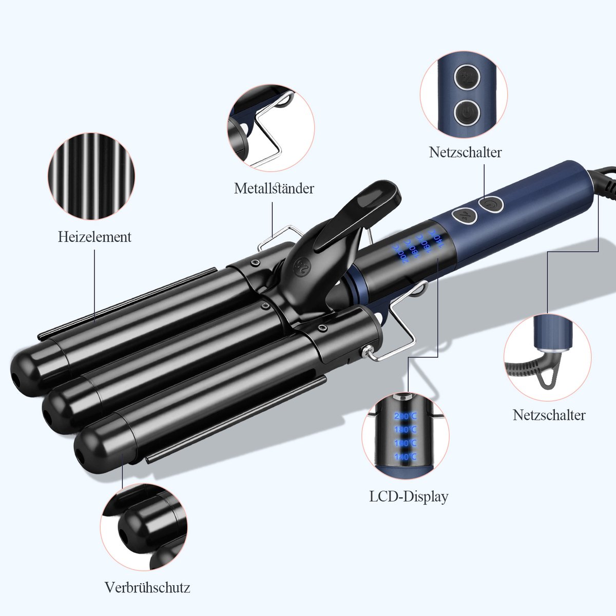 JVJH 25mm Krultang,Adjustable Waver Golvende Stijlen, Beachy - afbeelding 3