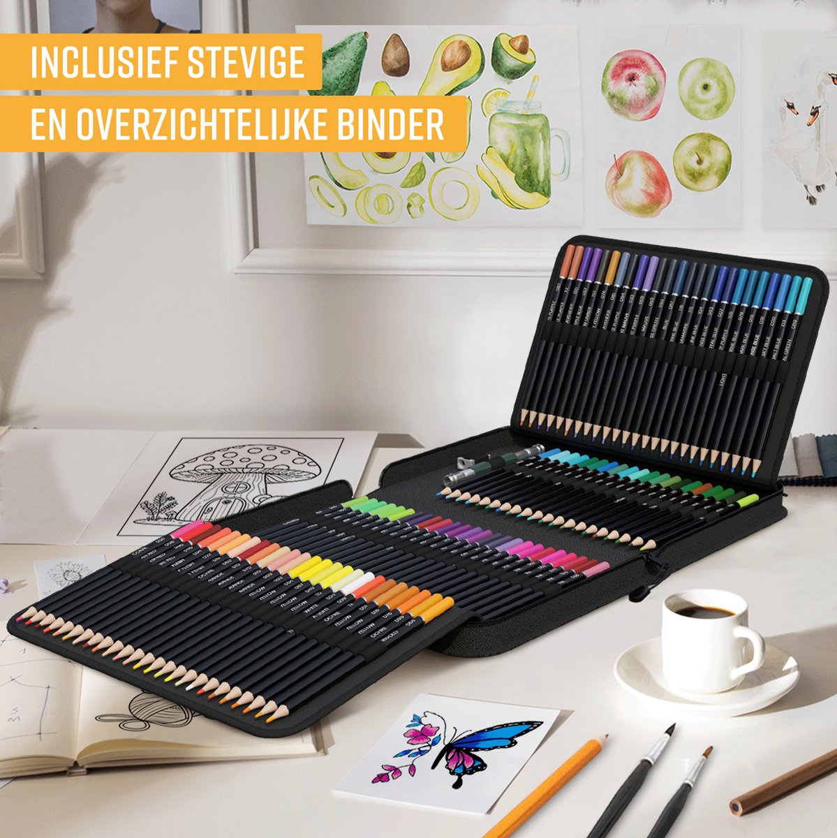 NAPI 120 Professionele Kleurpotloden in Luxe Map - Inclusief Video Cursus - Potloden Set voor Volwassenen - Tekenset op Oliebasis - Incl. Accessoires — afbeelding 2