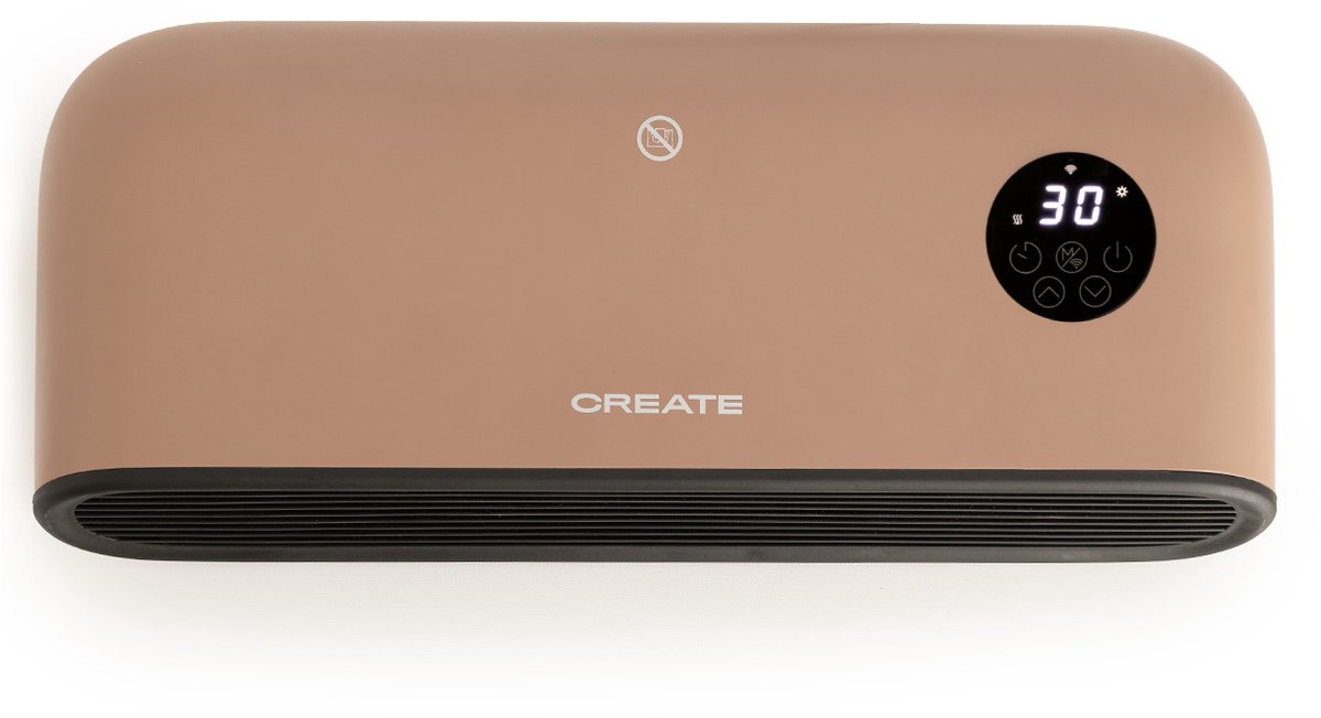 CREATE WARM WALL PRO/wand- of vloerverwarming met wifi, terracotta, bediening via de app, tot 20 m², detectie van open ramen, tuimelschakelaar, 3 modi, lcd-display, 2000 W
