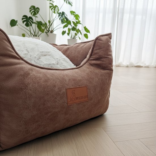 Panier de voiture pour chien Cee Cee - Panier de voiture très Luxe pour chien - Convient pour le siège arrière - Couverture pour chien - Convient également pour le siège passager - Marron - Céline