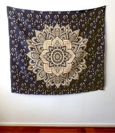 Mandala Wandkleed Donker met Goudkleur / Mandala Kleed / Mandala Bedsprei / Mandala Tafel-Decoratie