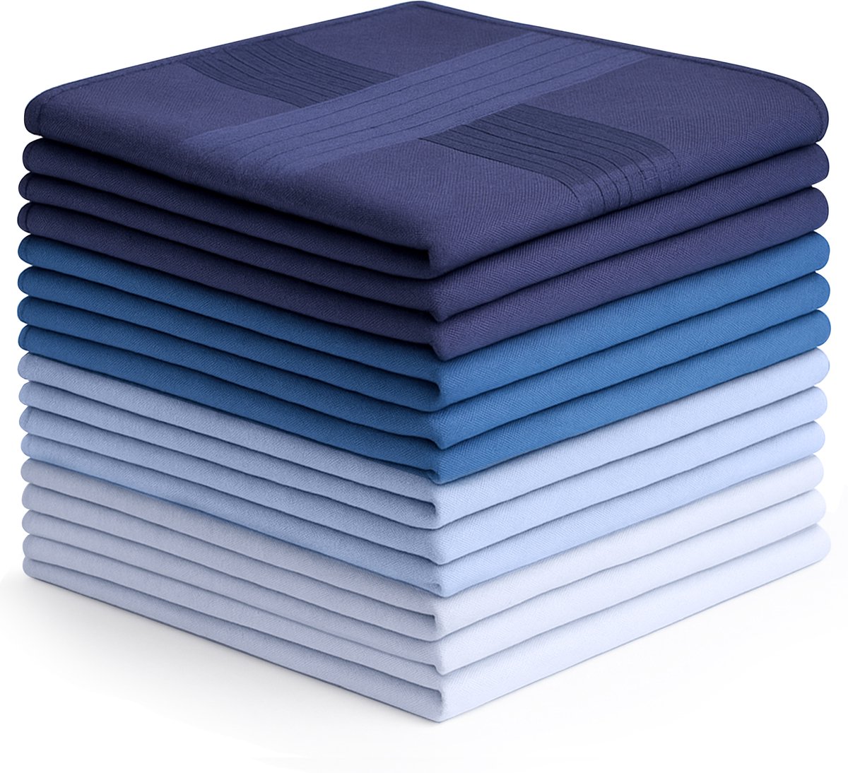 Averla Navy Collection - 12 Luxe Zakdoeken Heren - 100% Katoen - 40x40 cm - 4 Tinten Blauw