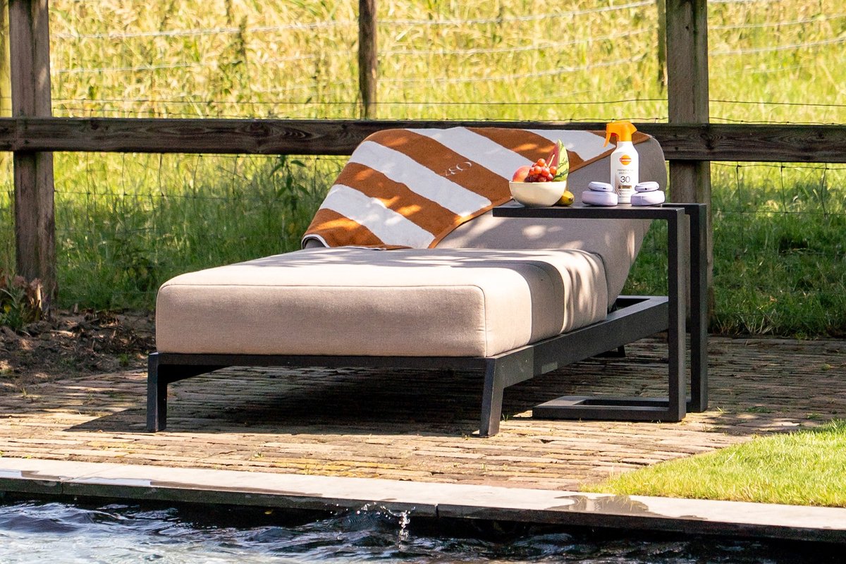 Mexico 1-persoons sunbrella ligbed met bijzettafel - Taupe