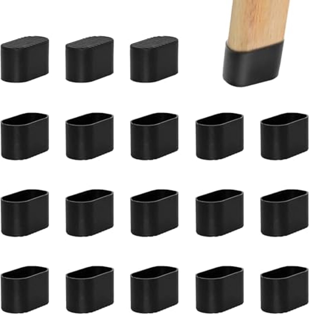 Stoelpootdoppen Ovaal - Kunststof Beschermkappen voor Meubelpoten - 60 x 30 mm - 18 Stuks
