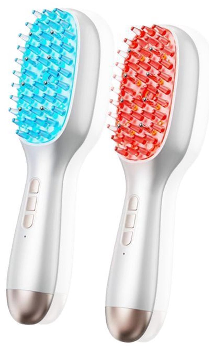 Groothandel Anti-haaruitval elektrische massagekam Trillingsled blauw rood licht spray applicator Elektrische hoofdhuidmassagekam