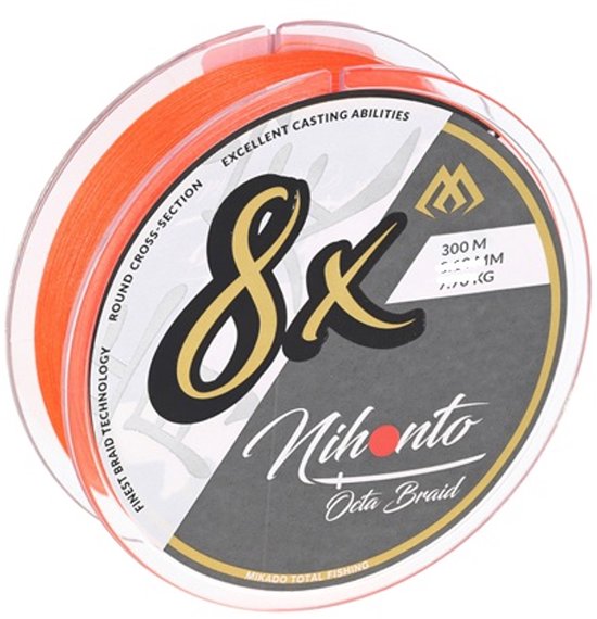 Gevlochten Vislijn 0.40mm - 39.8kg - 300m - Fluo Oranje - Mikado Nihonto Octa Braid van Merkloos — afbeelding 2