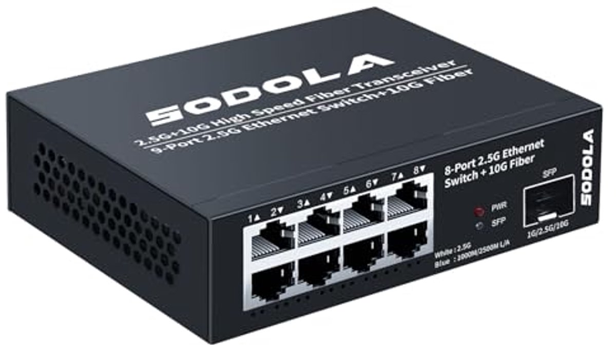 8-poorts 2,5 Gbit Switch Unmanaged met 10G SFP+ - 100 Gbps Switching Capaciteit en Ventilatorloze Werking